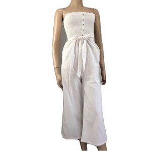 BILLABONG strapless jumpsuit wide leg old white